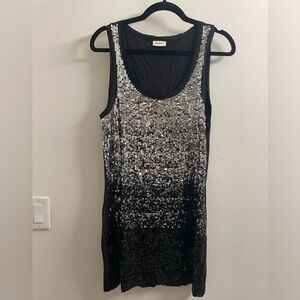 DKNYC Black and Silver Sequin Mini Dress